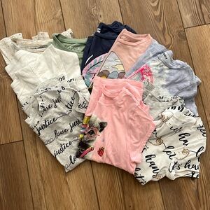 A lot of size 8 shirts (or fit like size 8) gently worn. A variety of brands